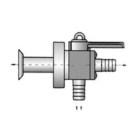 Flush thru-hull 90° valve with straight barb 3/4 inch