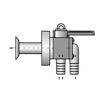 Flush thru-hull valve 90° hose barb + 90° barb 1 inch