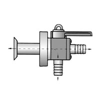 Flush thru-hull valve 90° hose barb + straight barb 1/2 inch