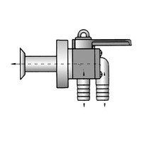 Flush screened thru-hull valve 90° hose barb + 90° barb 1/2 inch