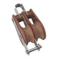 64mm TuphBlox Double Fixed Bow with Becket 16mm Rope Pulley Block