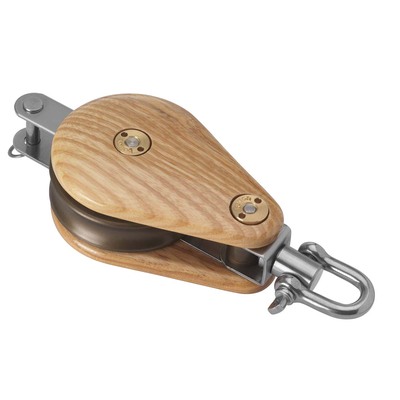 64mm Singlel Swivel and Becket Classic Wooden Block