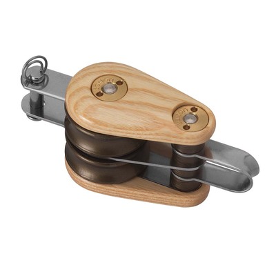 30mm Double Fixed Eye and Becket Classic Wooden Block