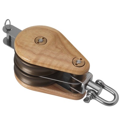 64mm Double Swivel and Becket Classic Wooden Block