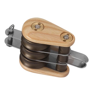 30mm Triple Fixed Eye and Becket Classic Wooden Block