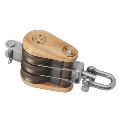 30mm Triple Swivel and Becket Classic Wooden Block