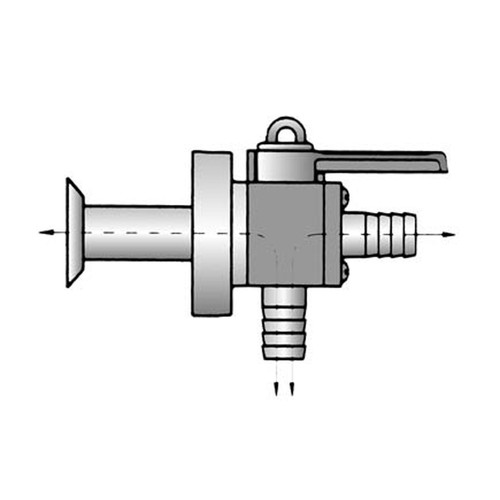 Flush thru-hull 90° valve with straight barb 1inch