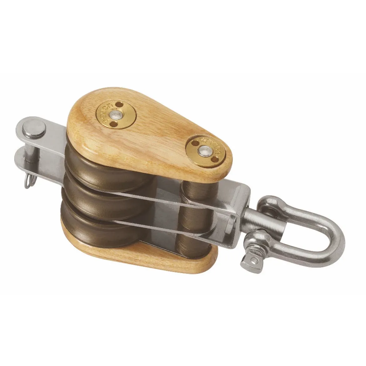 30mm Triple Swivel and Becket Classic Wooden Block