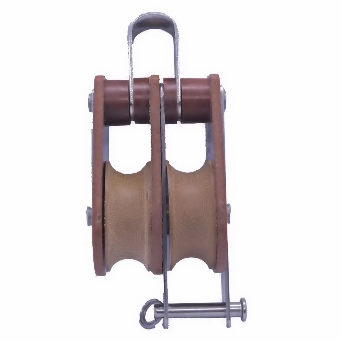 64mm TuphBlox Double Fixed Bow with Becket 16mm Rope Pulley Block