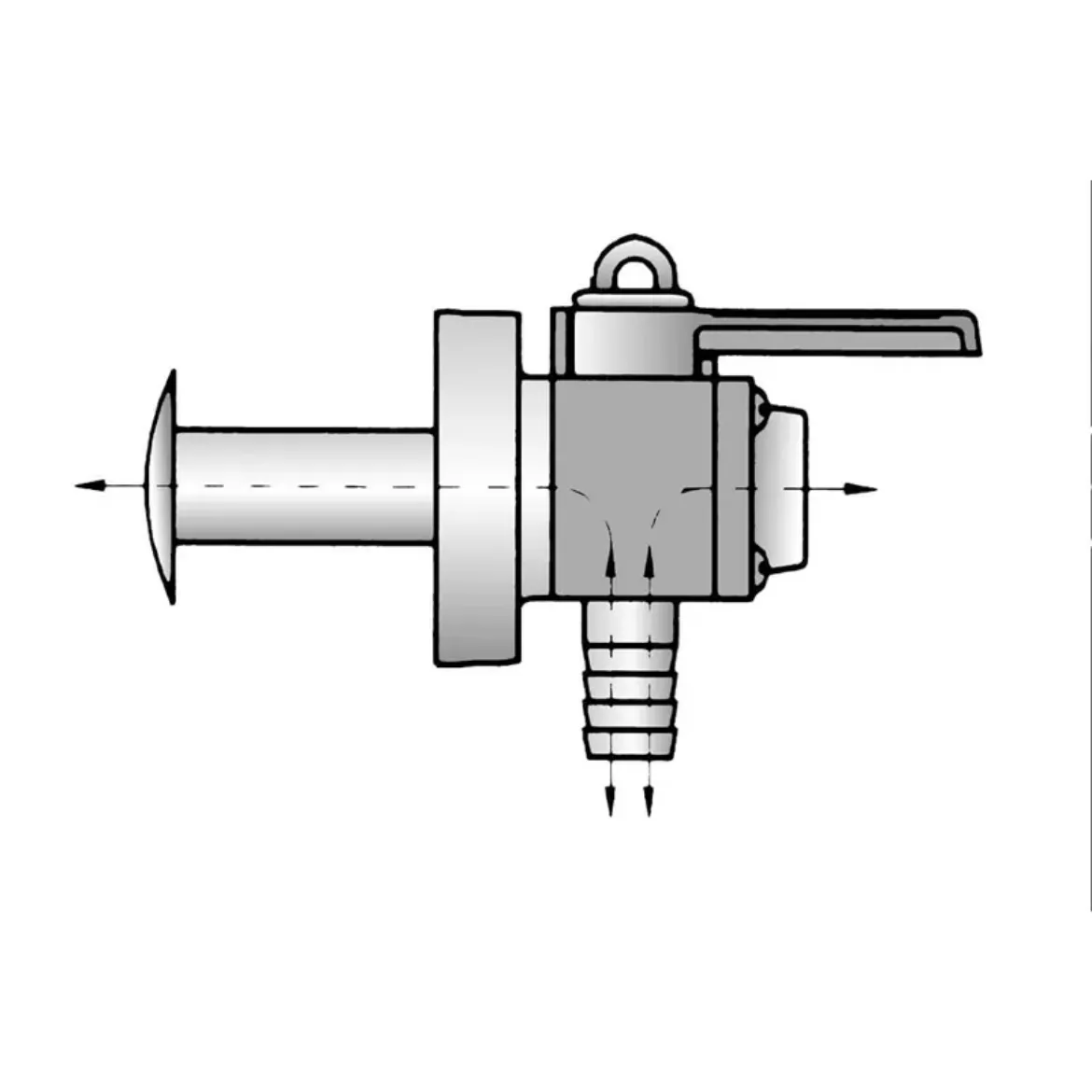 Picture of 1-1/2 inch Y-Valve Seacock Mushroom Screened Thru-Hull with Female Thread Top