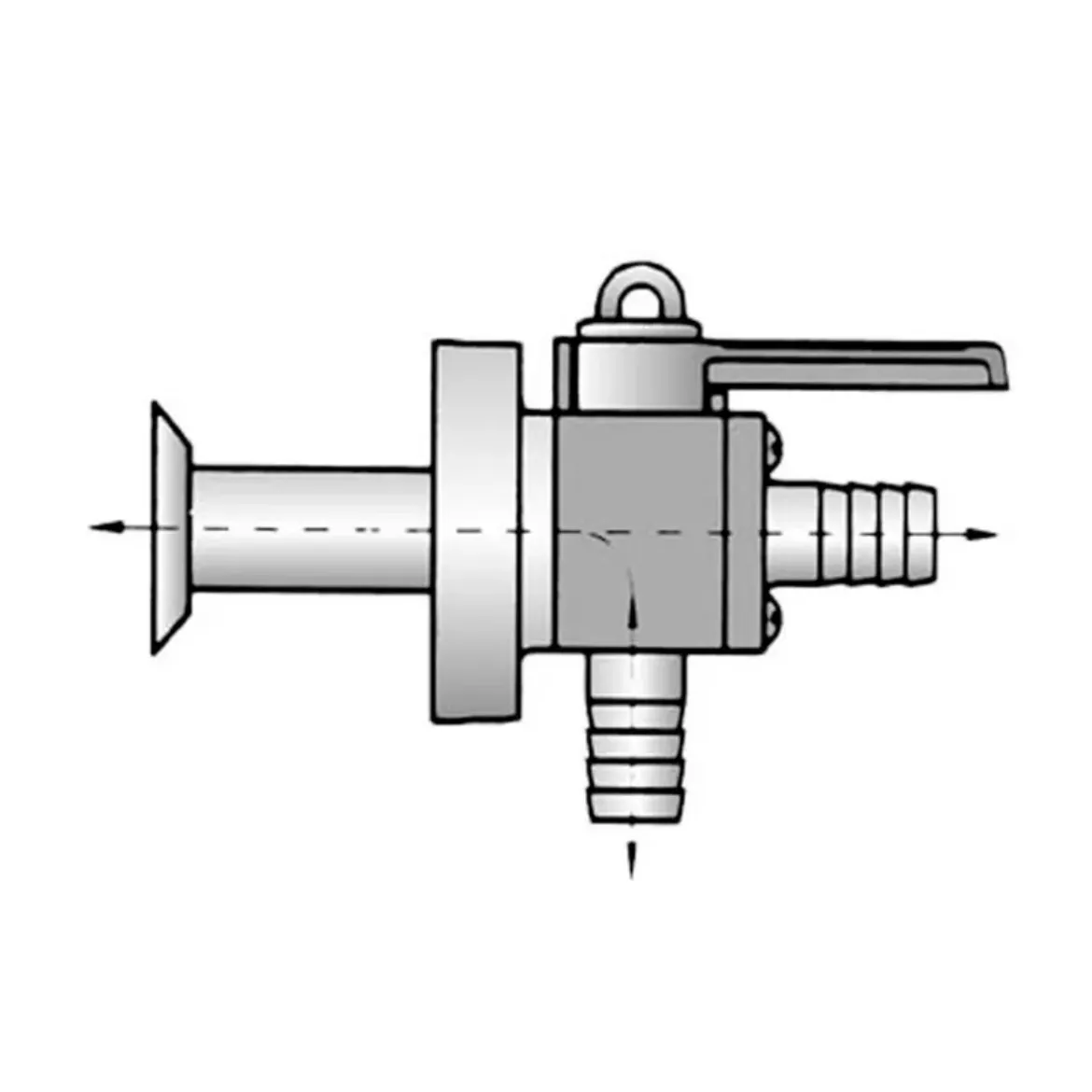 Picture of 3/4 inch Dual Drain Seacock Flush, Screened Thru-Hull with Straight Barb Top