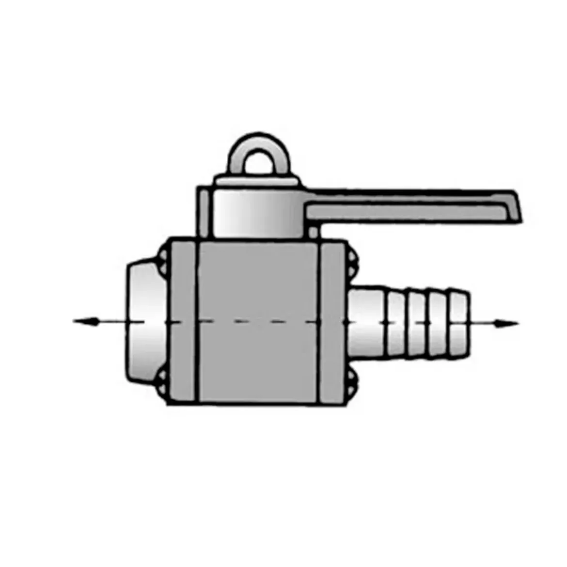 Picture of 1 inch Valve Inline Female Thread Base with Straight Barb Top