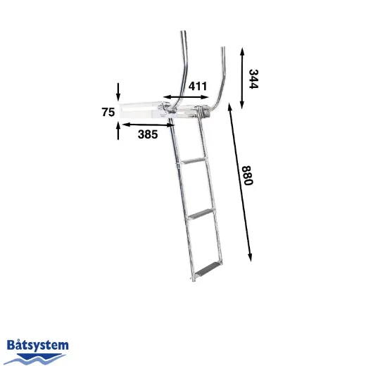 3 Step Stern platform ladder in casing with handles