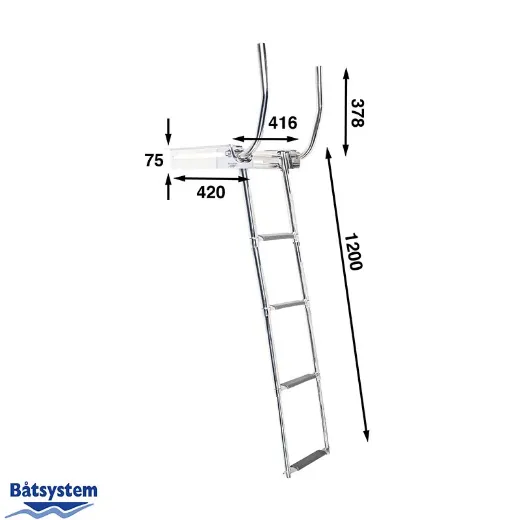 4 Step Stern platform ladder in casing with handles