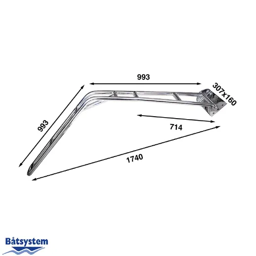 DV42-1KIT Davit 42mm tube/pair for rounded stern including block set